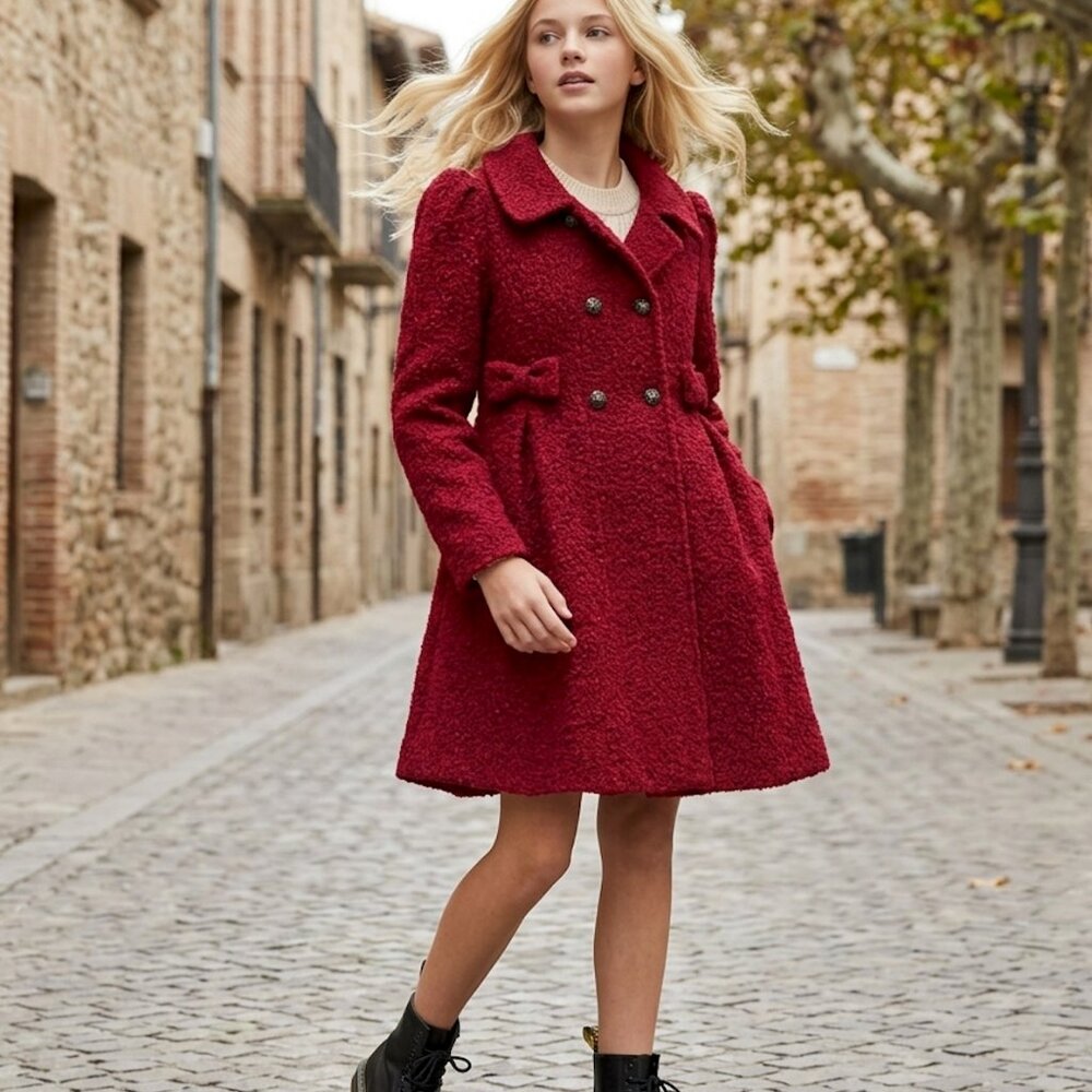 Rothschild Big Girls Red Sparkle Bow Coat (Big Girl XL, 16)